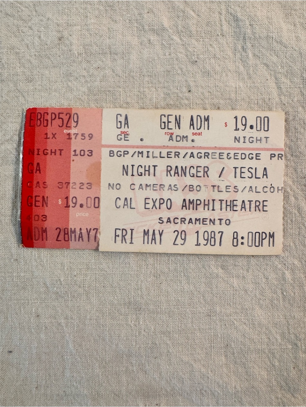 Vintage 1987 Night Ranger Tesla Sacramento Concert Music Memorabilia